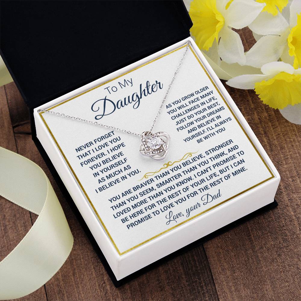 To my Daughter Love Knot Necklace
